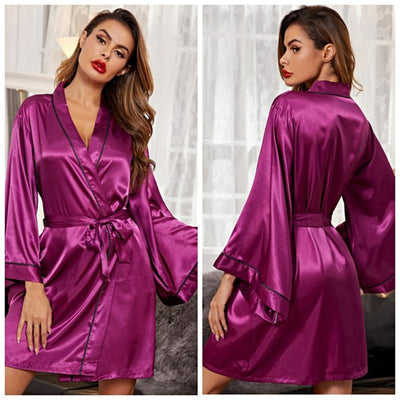 Satin Kimono Morgenmantel - Lily Coco